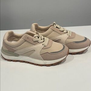 Stylish Beige and Gray Sneakers